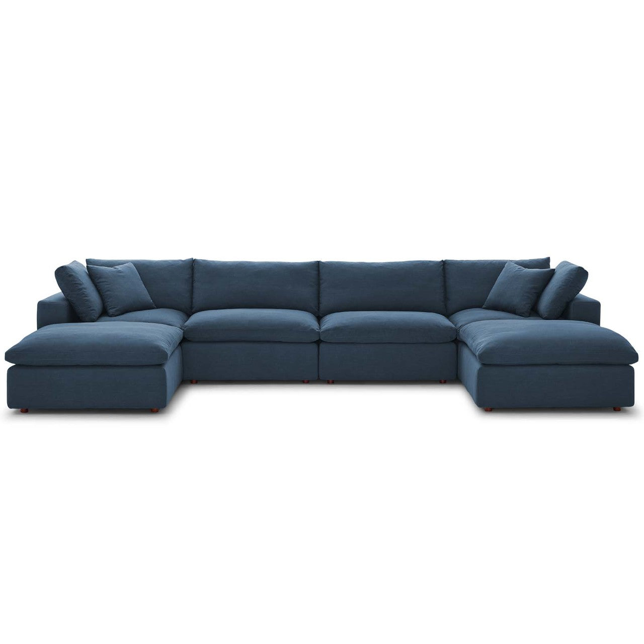 Commix Down Filled Overstuffed 6 Piece Sectional Sofa Set, Fabric, Navy Blue 15754