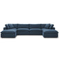 Commix Down Filled Overstuffed 6 Piece Sectional Sofa Set, Fabric, Navy Blue 15754