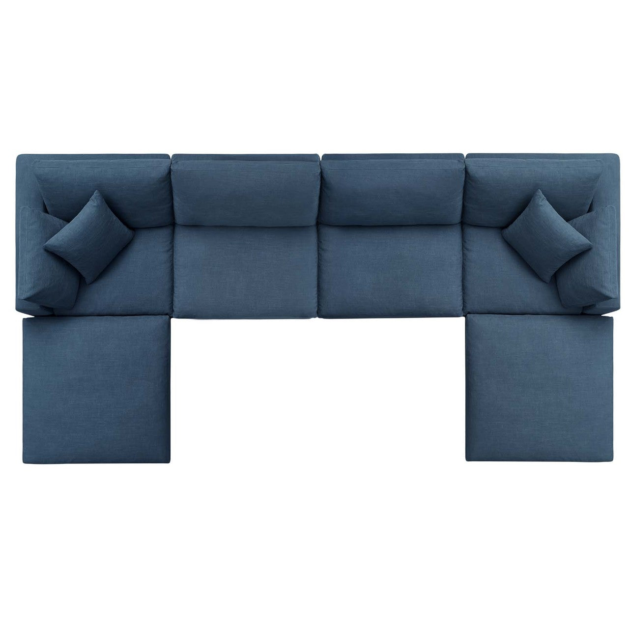 Commix Down Filled Overstuffed 6 Piece Sectional Sofa Set, Fabric, Navy Blue 15754