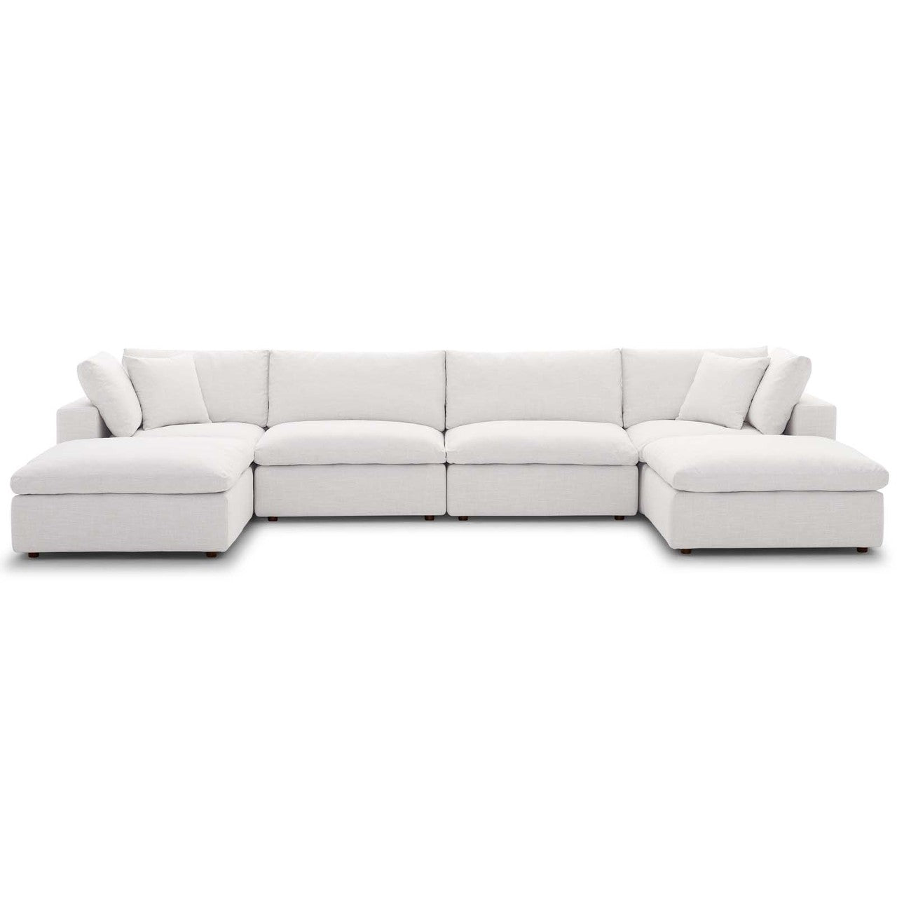 Commix Down Filled Overstuffed 6 Piece Sectional Sofa Set, Fabric, Beige 15755