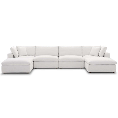 Commix Down Filled Overstuffed 6 Piece Sectional Sofa Set, Fabric, Beige 15755
