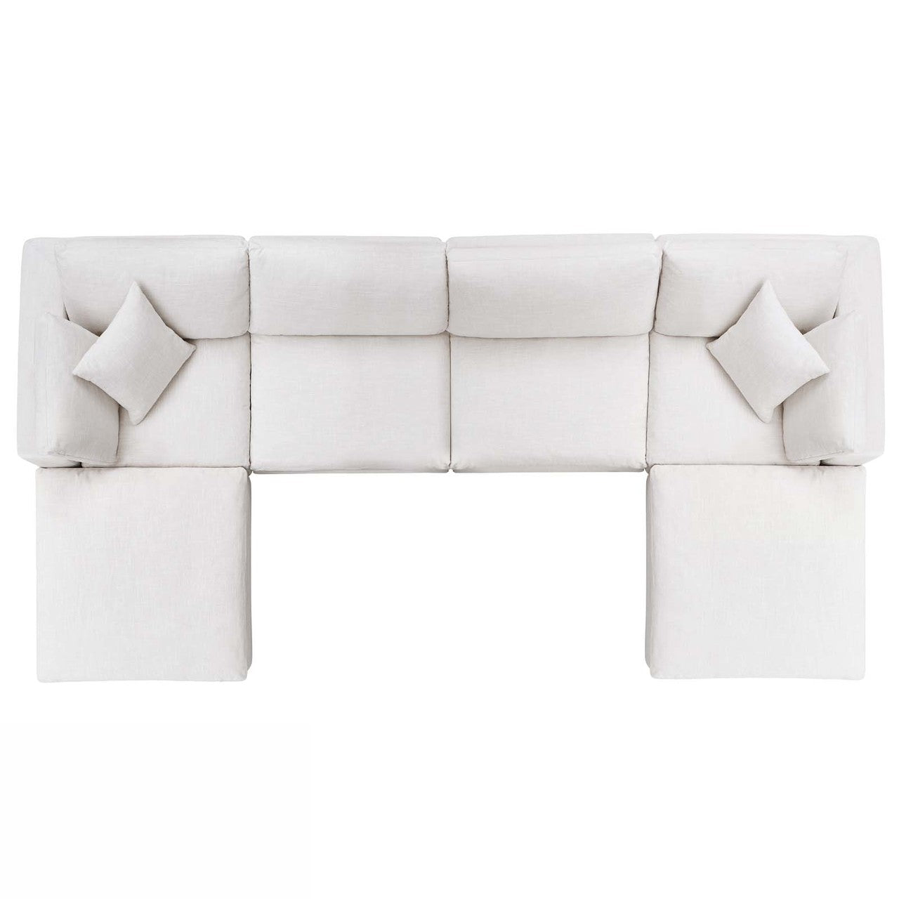Commix Down Filled Overstuffed 6 Piece Sectional Sofa Set, Fabric, Beige 15755