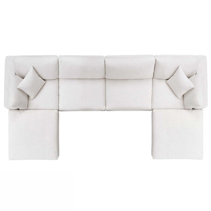 Commix Down Filled Overstuffed 6 Piece Sectional Sofa Set, Fabric, Beige 15755
