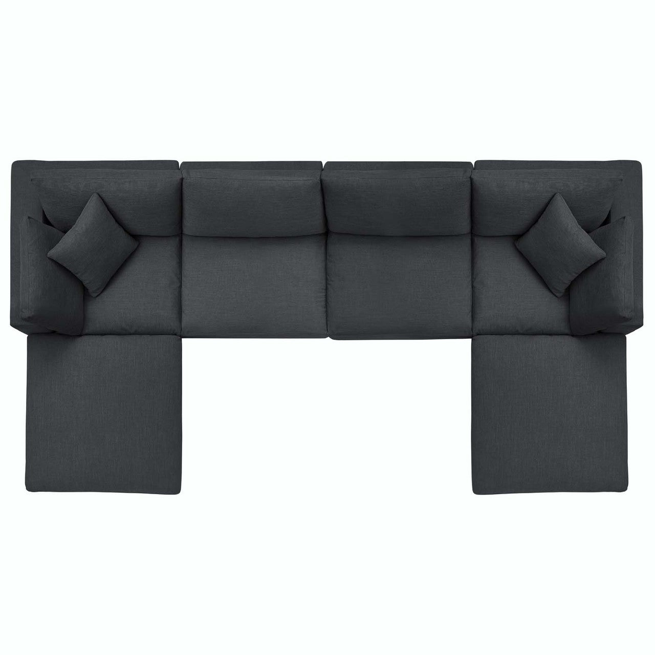 Commix Down Filled Overstuffed 6 Piece Sectional Sofa Set, Fabric, Grey Gray 15756