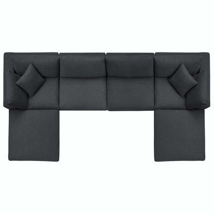 Commix Down Filled Overstuffed 6 Piece Sectional Sofa Set, Fabric, Grey Gray 15756