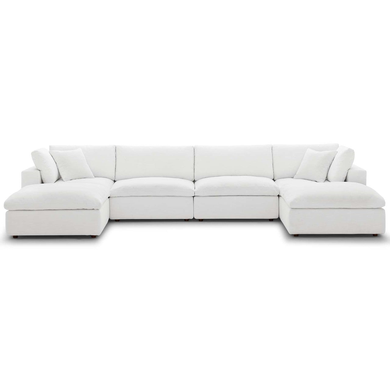 Commix Down Filled Overstuffed 6 Piece Sectional Sofa Set, Fabric, White 15757