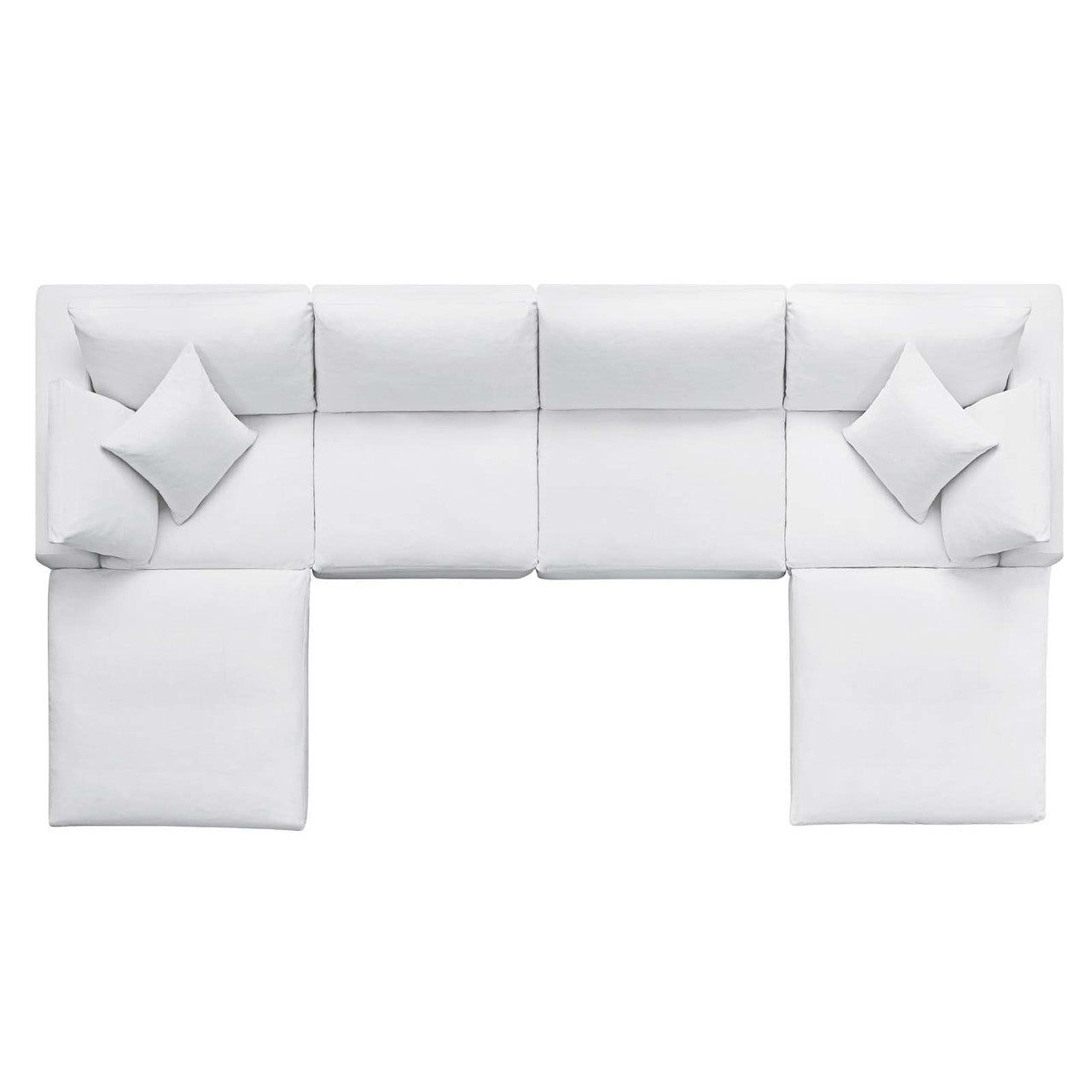 Commix Down Filled Overstuffed 6 Piece Sectional Sofa Set, Fabric, White 15757