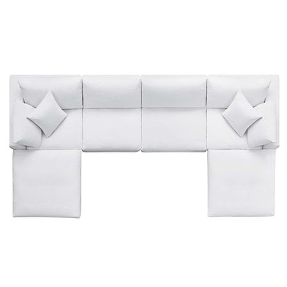 Commix Down Filled Overstuffed 6 Piece Sectional Sofa Set, Fabric, White 15757