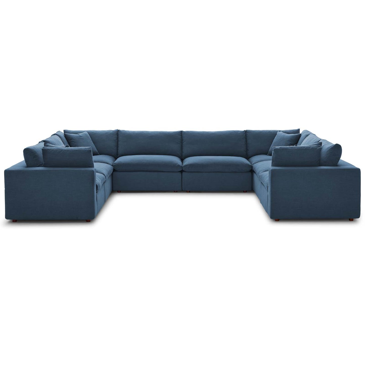 Commix Down Filled Overstuffed 8 Piece Sectional Sofa Set, Fabric, Navy Blue, 17313