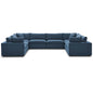 Commix Down Filled Overstuffed 8 Piece Sectional Sofa Set, Fabric, Navy Blue, 17313