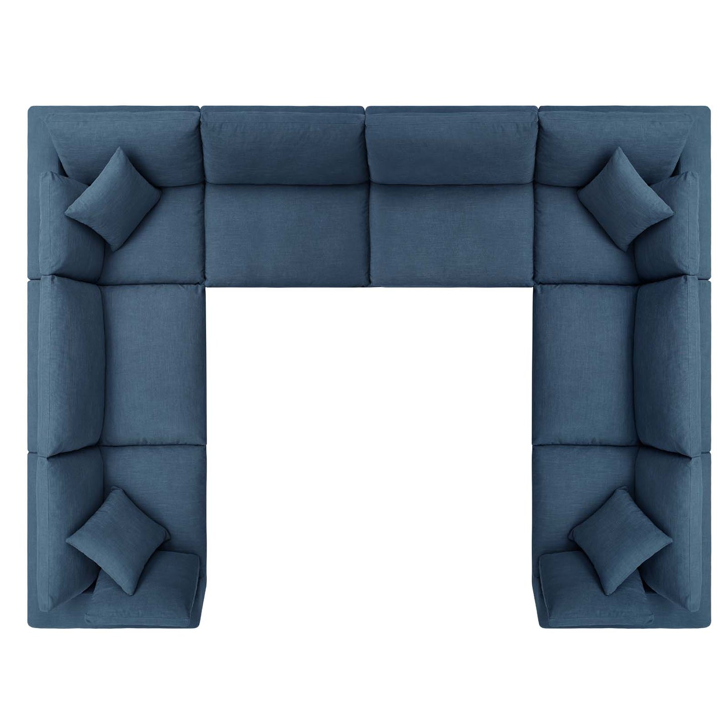 Commix Down Filled Overstuffed 8 Piece Sectional Sofa Set, Fabric, Navy Blue, 17313
