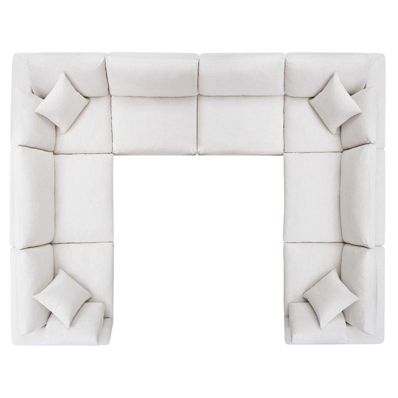 Commix Down Filled Overstuffed 8 Piece Sectional Sofa Set, Fabric, Beige 15758