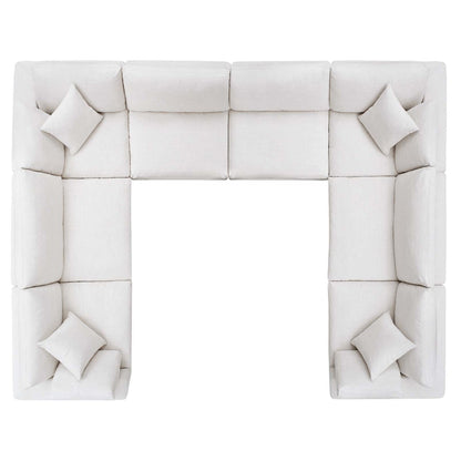 Commix Down Filled Overstuffed 8 Piece Sectional Sofa Set, Fabric, Beige 15758