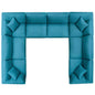 Commix Down Filled Overstuffed 8 Piece Sectional Sofa Set, Fabric, Aqua Blue 15760