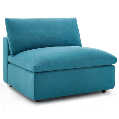 Commix Down Filled Overstuffed 8 Piece Sectional Sofa Set, Fabric, Aqua Blue 15760