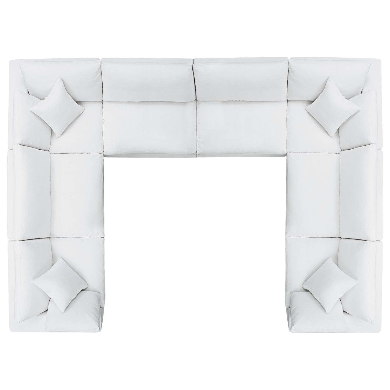Commix Down Filled Overstuffed 8 Piece Sectional Sofa Set, Fabric, White 15761