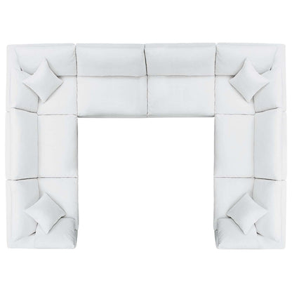 Commix Down Filled Overstuffed 8 Piece Sectional Sofa Set, Fabric, White 15761