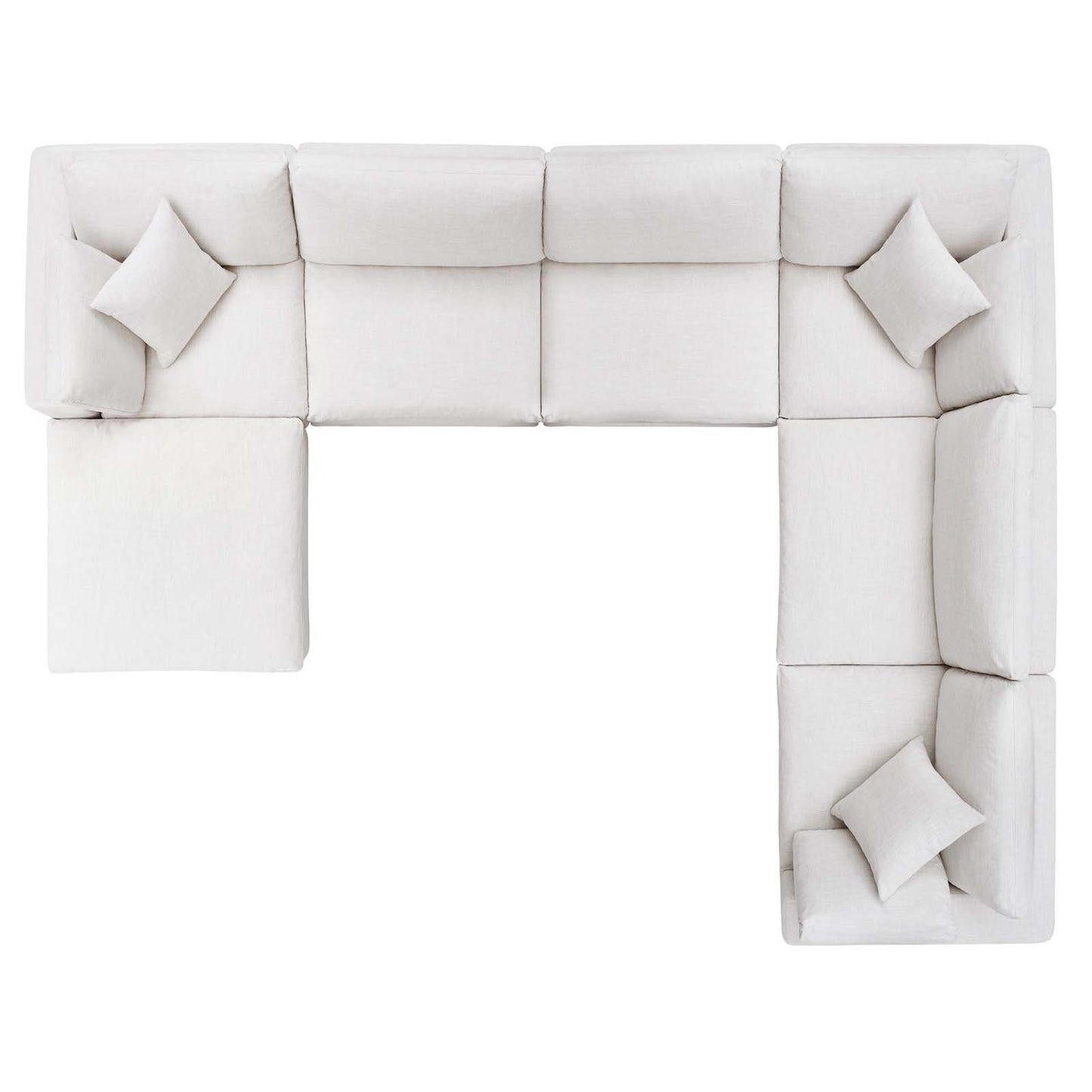 Commix Down Filled Overstuffed 7 Piece Sectional Sofa Set, Fabric, Beige, 17314