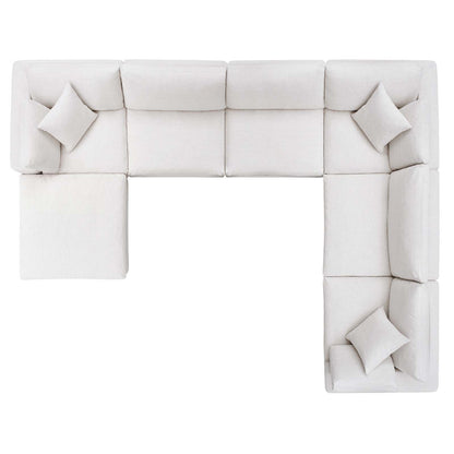 Commix Down Filled Overstuffed 7 Piece Sectional Sofa Set, Fabric, Beige, 17314