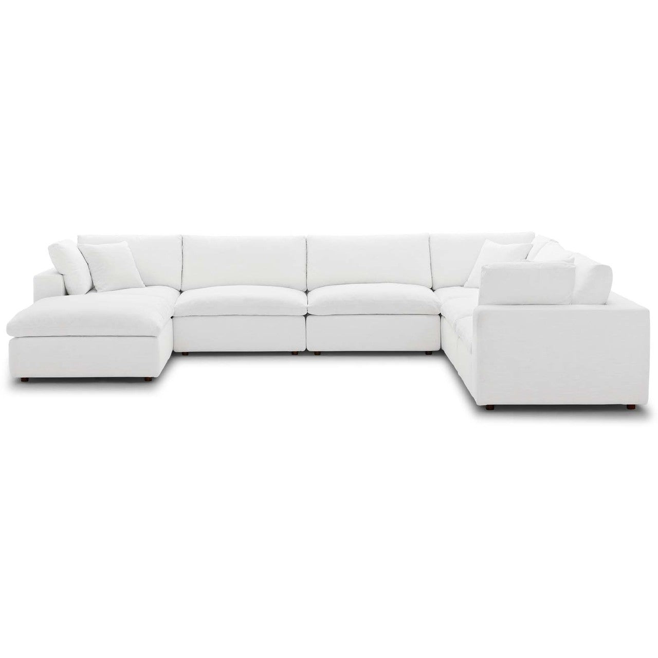 Commix Down Filled Overstuffed 7 Piece Sectional Sofa Set, Fabric, White 15765