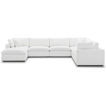 Commix Down Filled Overstuffed 7 Piece Sectional Sofa Set, Fabric, White 15765