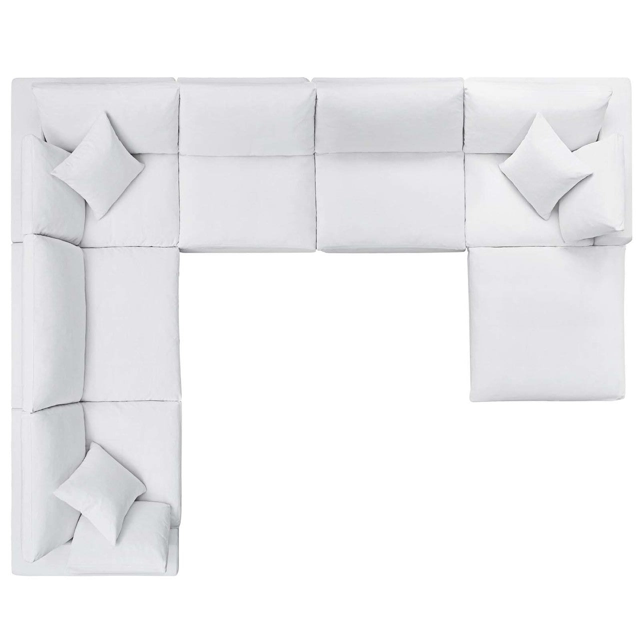 Commix Down Filled Overstuffed 7 Piece Sectional Sofa Set, Fabric, White 15765