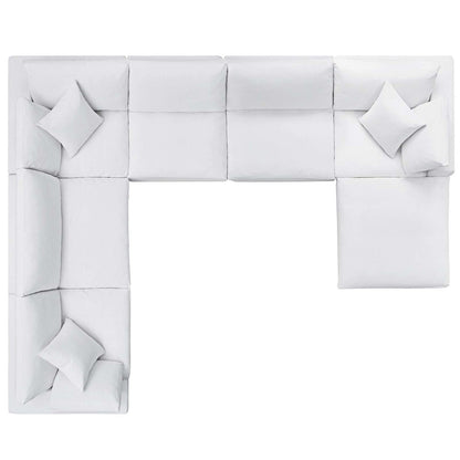 Commix Down Filled Overstuffed 7 Piece Sectional Sofa Set, Fabric, White 15765
