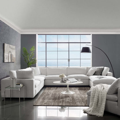 Commix Down Filled Overstuffed 7 Piece Sectional Sofa Set, Fabric, White 15765