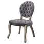 Exhibit French Vintage Dining Performance Velvet Side Chair, Velvet Fabric Wood, Grey Gray 15390
