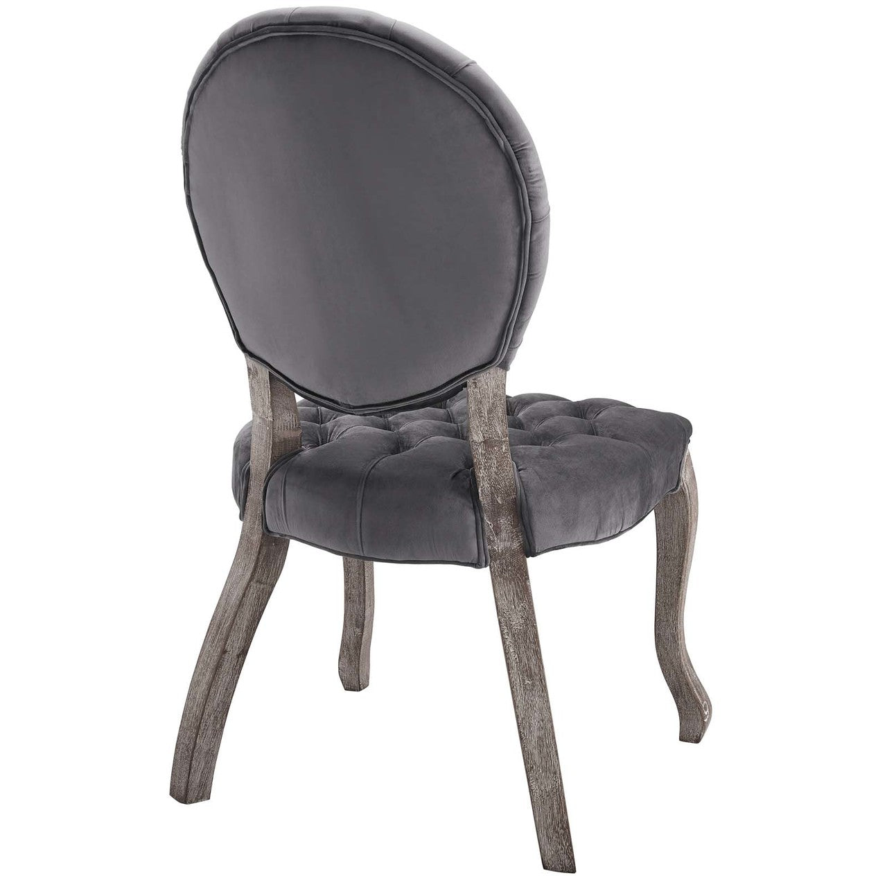 Exhibit French Vintage Dining Performance Velvet Side Chair, Velvet Fabric Wood, Grey Gray 15390