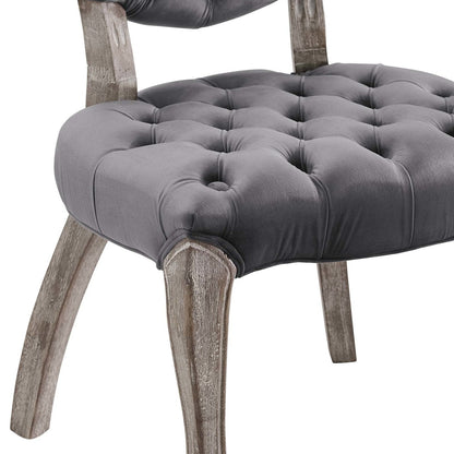 Exhibit French Vintage Dining Performance Velvet Side Chair, Velvet Fabric Wood, Grey Gray 15390
