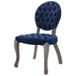 Exhibit French Vintage Dining Performance Velvet Side Chair, Velvet Fabric Wood, Navy Blue 15392