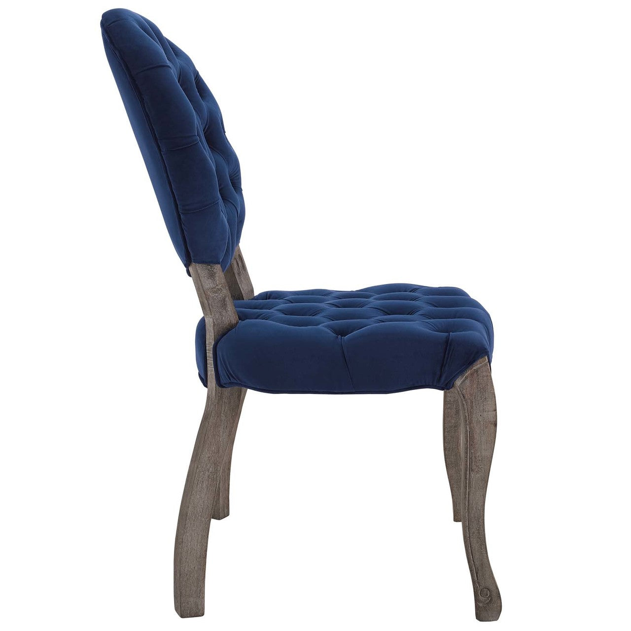 Exhibit French Vintage Dining Performance Velvet Side Chair, Velvet Fabric Wood, Navy Blue 15392