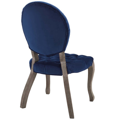 Exhibit French Vintage Dining Performance Velvet Side Chair, Velvet Fabric Wood, Navy Blue 15392
