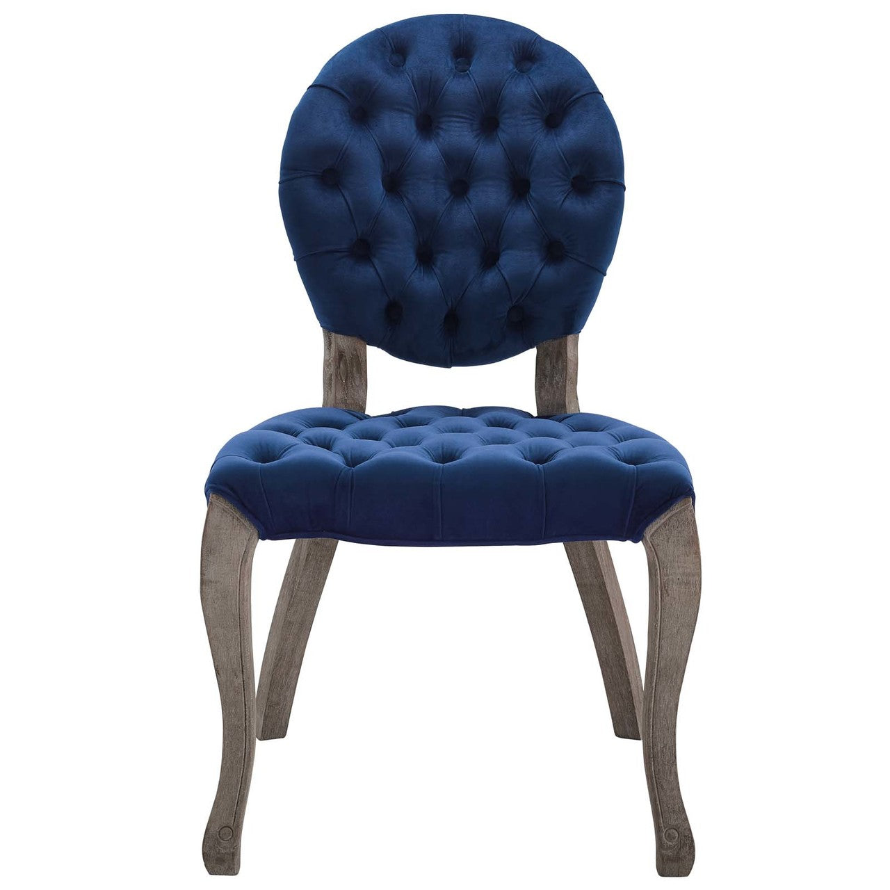 Exhibit French Vintage Dining Performance Velvet Side Chair, Velvet Fabric Wood, Navy Blue 15392