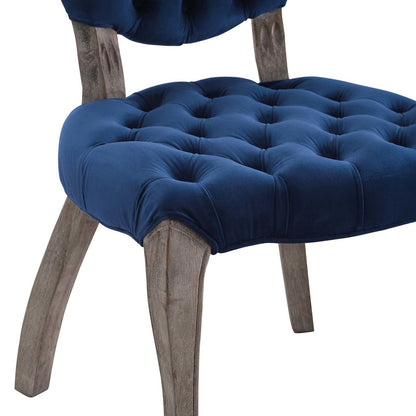 Exhibit French Vintage Dining Performance Velvet Side Chair, Velvet Fabric Wood, Navy Blue 15392
