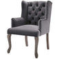 Realm French Vintage Dining Performance Velvet Armchair, Velvet Fabric Wood, Grey Gray 15394