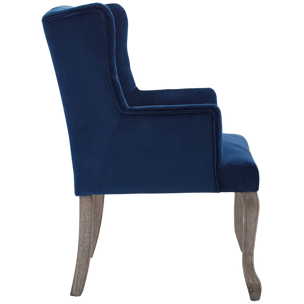 Realm French Vintage Dining Performance Velvet Armchair, Velvet Fabric Wood, Navy Blue 15396
