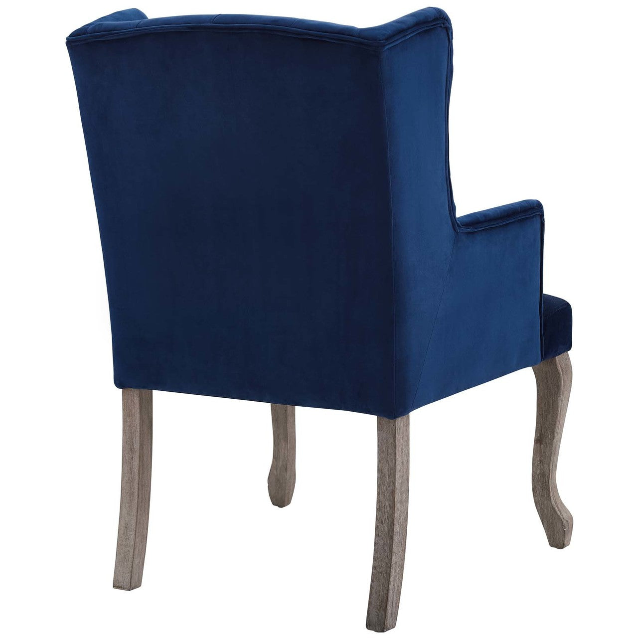 Realm French Vintage Dining Performance Velvet Armchair, Velvet Fabric Wood, Navy Blue 15396