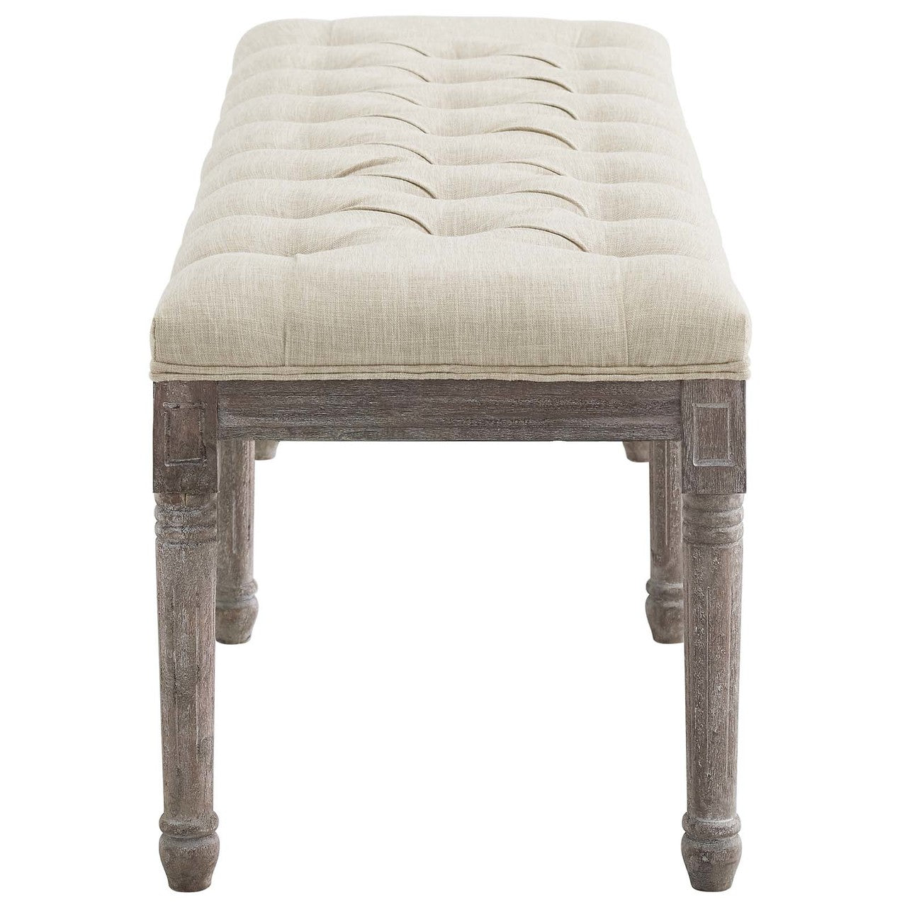 Province French Vintage Performance Velvet Bench, Velvet Fabric, Beige 15400