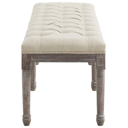 Province French Vintage Performance Velvet Bench, Velvet Fabric, Beige 15400