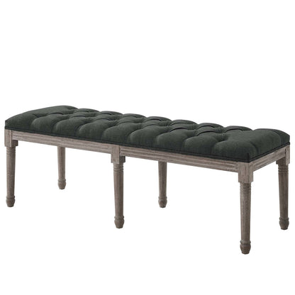 Province French Vintage Performance Velvet Bench, Velvet Fabric, Grey Gray 15401