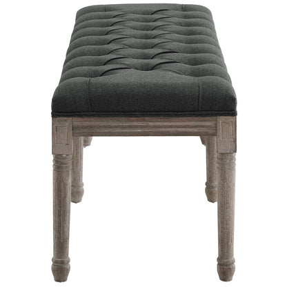 Province French Vintage Performance Velvet Bench, Velvet Fabric, Grey Gray 15401