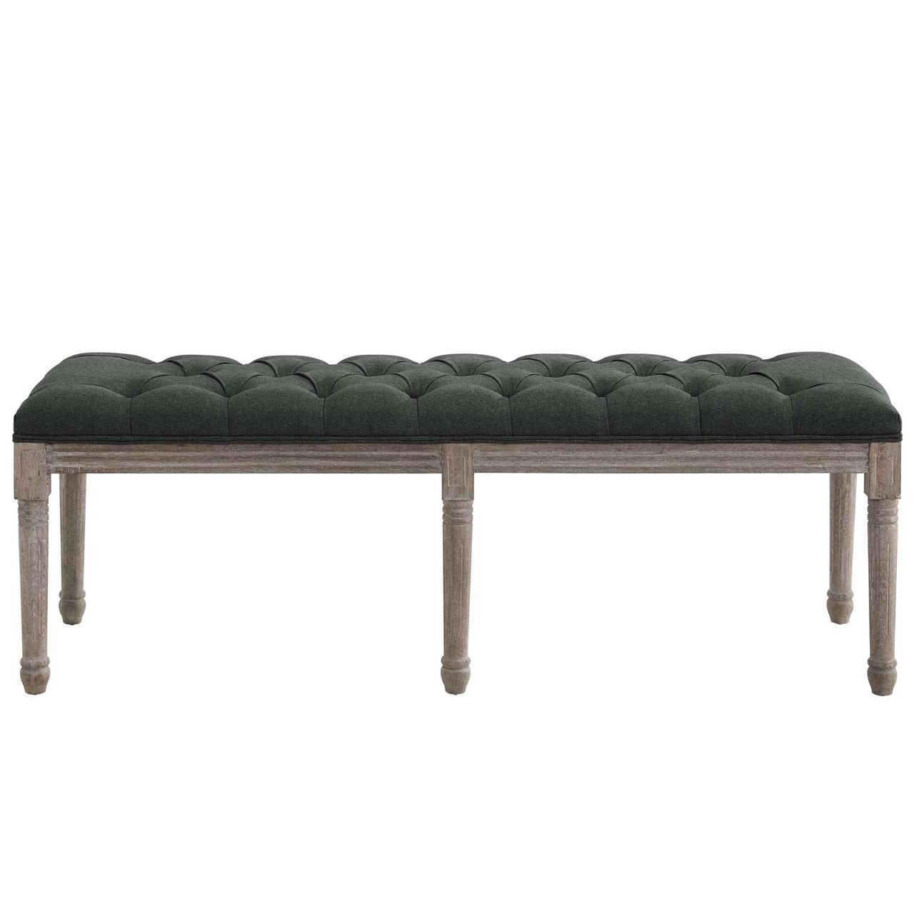 Province French Vintage Performance Velvet Bench, Velvet Fabric, Grey Gray 15401
