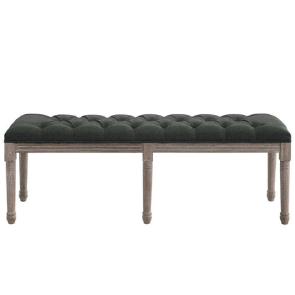 Province French Vintage Performance Velvet Bench, Velvet Fabric, Grey Gray 15401