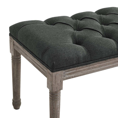 Province French Vintage Performance Velvet Bench, Velvet Fabric, Grey Gray 15401