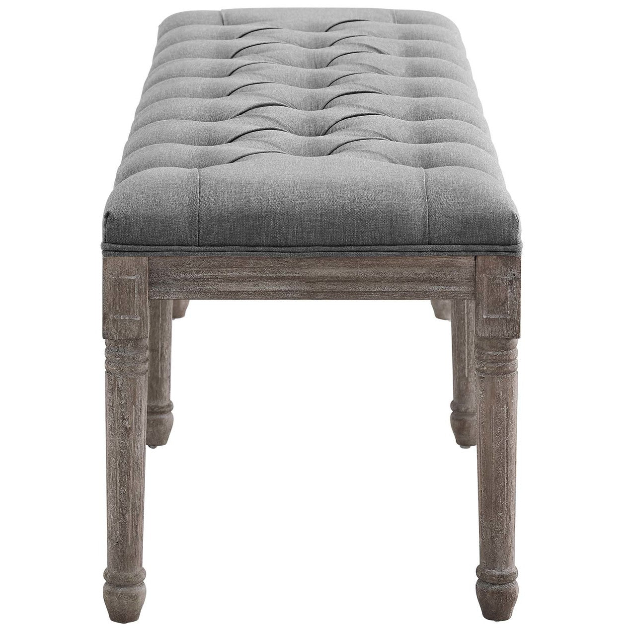 Province French Vintage Performance Velvet Bench, Velvet Fabric, Light Grey Gray 15402