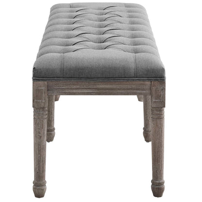 Province French Vintage Performance Velvet Bench, Velvet Fabric, Light Grey Gray 15402