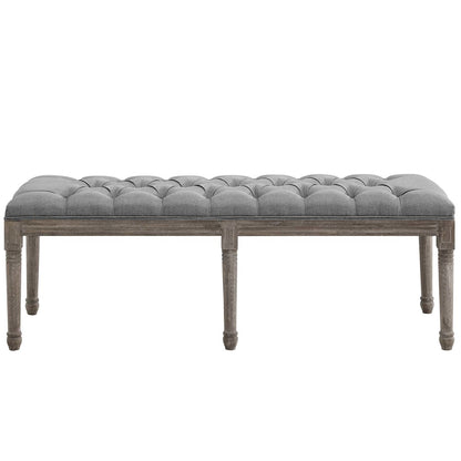 Province French Vintage Performance Velvet Bench, Velvet Fabric, Light Grey Gray 15402