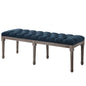 Province French Vintage Performance Velvet Bench, Velvet Fabric, Navy Blue 15403